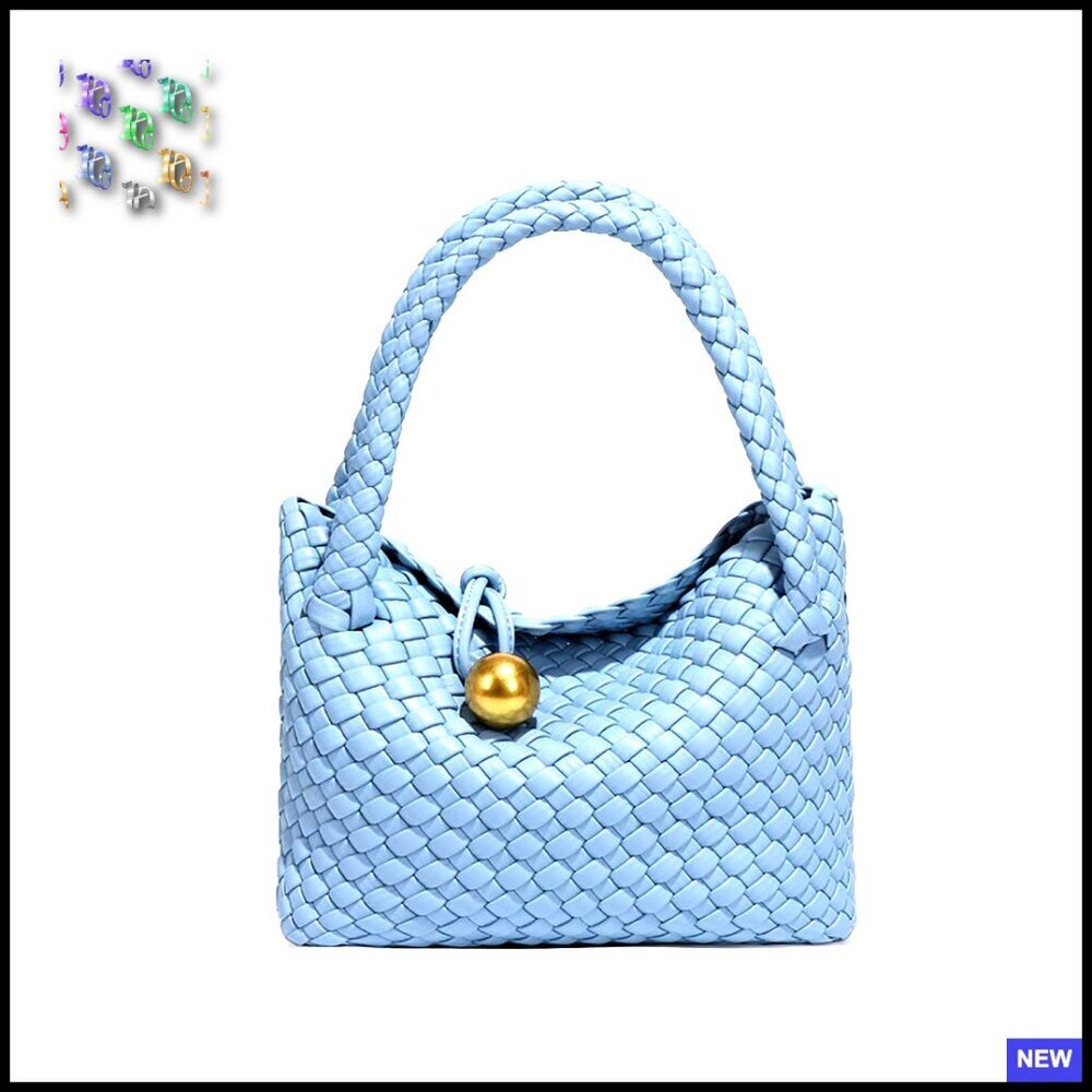 Woven Vegan Leather Crossbody Bag Lightweight Mini Handbag Fashion Business